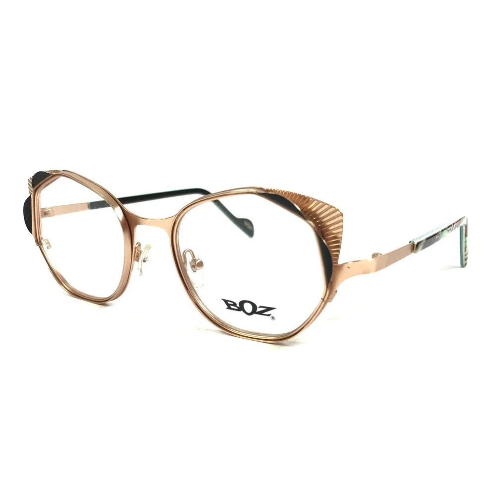 BOZ Eyeglasses Frames JANET 5000 Pink Gold Black Cat Eye 48-19-140
